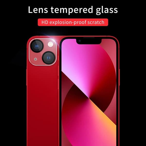 iPhone 13 Mini svart silke härdat glas kameralinsskydd Transparent