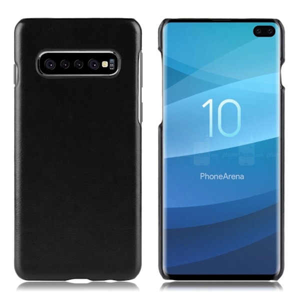 Samsung Galaxy S10 Plus litchi läderfodral - Svart Svart