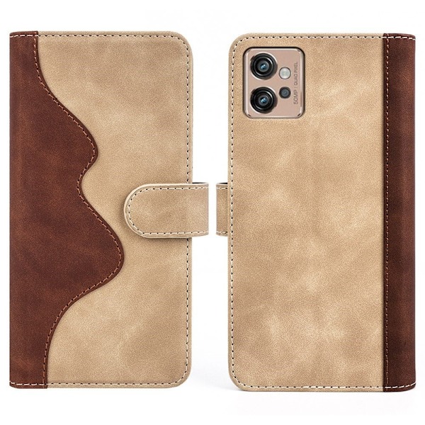 To Farvet Læder Flip Case til Motorola Moto G32 - Gul Yellow