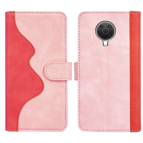 To Farvet Læder Flip Case til Nokia G20 - Lyserød Pink