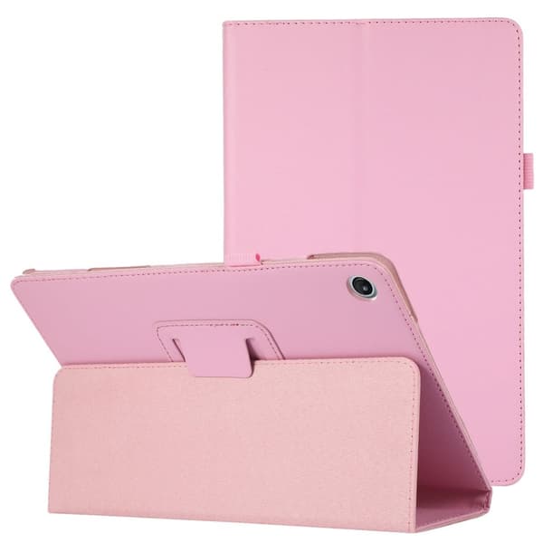 Sammenleggbart etui med Lichi-tekstur for Lenovo Tab M10 Plus (Gen 3) - Rosa Pink