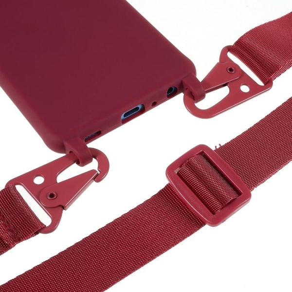 Ohut TPU-kotelo, jossa on mattapinta ja säädettävä hihna Samsung Galaxy A52s 5G / A52 5G / A52 - Punainen Red