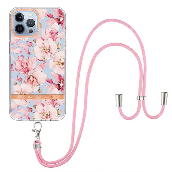 Slankt og holdbart softcover med nøglesnor til iPhone 14 Pro - Hc005 Pink Gardenia Pink