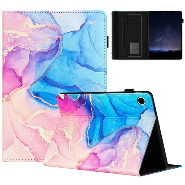 Lenovo Tab M10 (Gen 3) Etui Multi-Angle Viewing Smart Vegansk Læder Marble Cover - Lyserød / Blå Pink