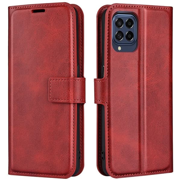 Hållbart konstläder Samsung Galaxy M33 5G fodral med plånbok - Röd Röd