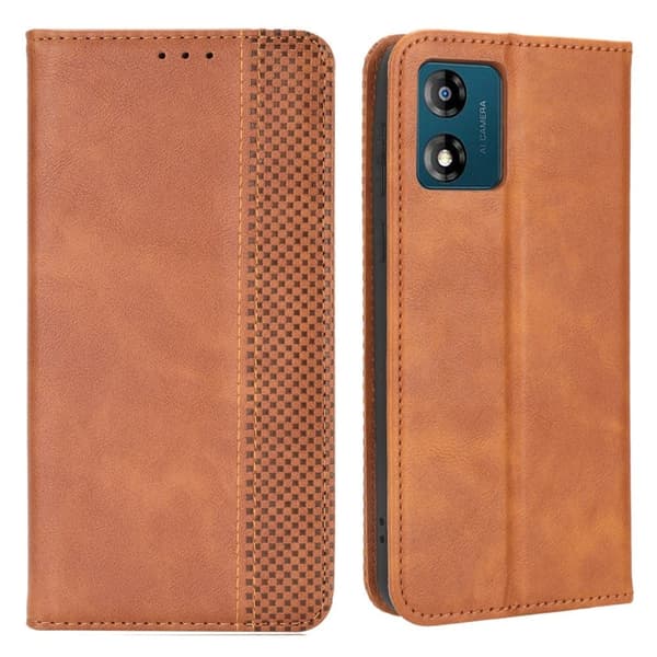 Bofink Vintage Motorola Moto E13 Læder Etui - Brun Brown