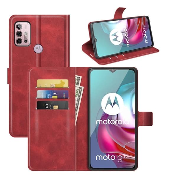 Wallet-style Læder Etui til Motorola Moto G30 / G10 - Rød Red