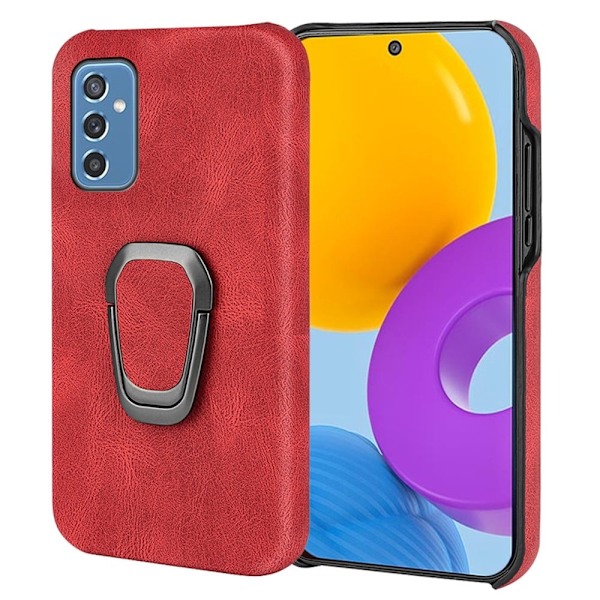 Stötsäkert läderfodral med oval kickstand för Samsung Galaxy M52 5G - Röd Röd
