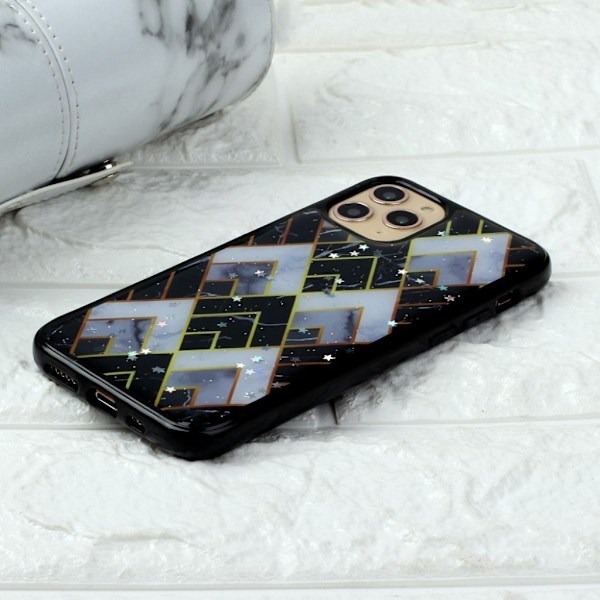 Marble design iPhone 11 Pro Max cover - Forvirrende Blå Og Sort Diamant Black