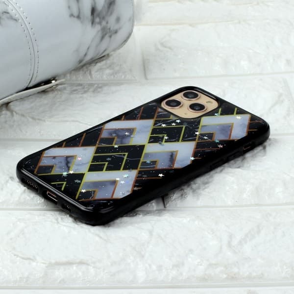 Marble design iPhone 11 Pro Max kotelot - Arvoituksellinen Sininen Ja Musta Timantti Black