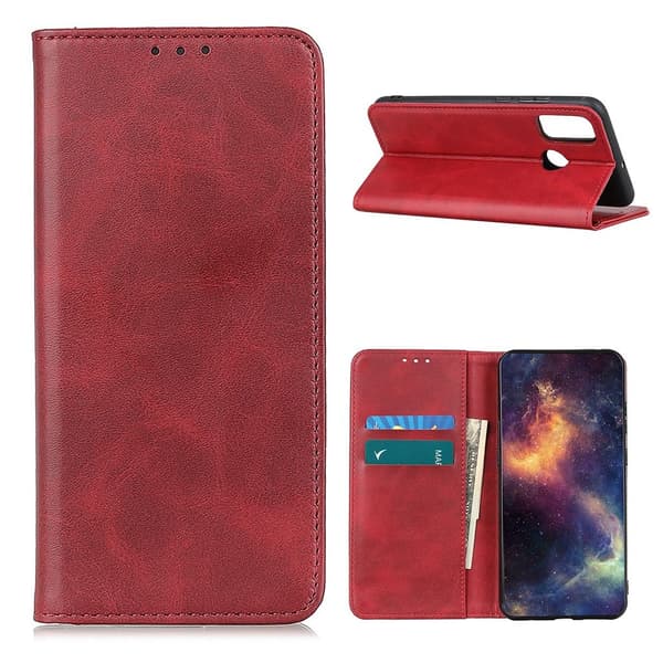 Wallet-style ægte Læder Flipcase til Alcatel 3l (2021) / 1s (2021) - Rød Red