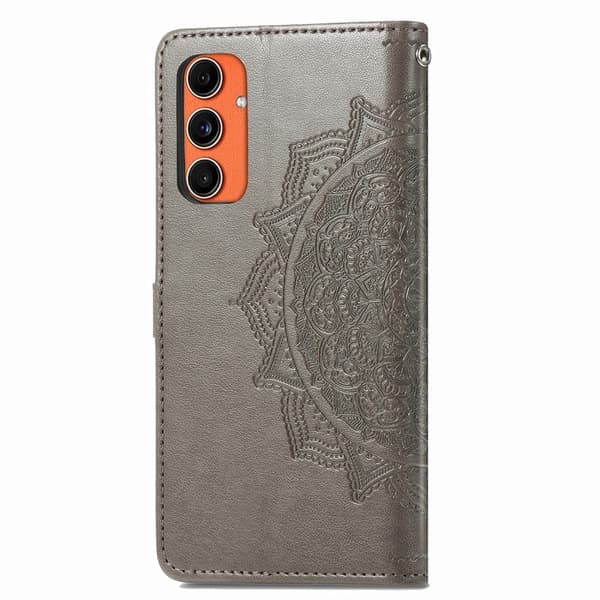 Mandala Samsung Galaxy M55 / Samsung Galaxy F55 / C55 læderetui - Grå Silver grey