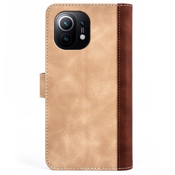 Tvåfärgat Xiaomi Mi 11 fodral i läder - Gul Gul