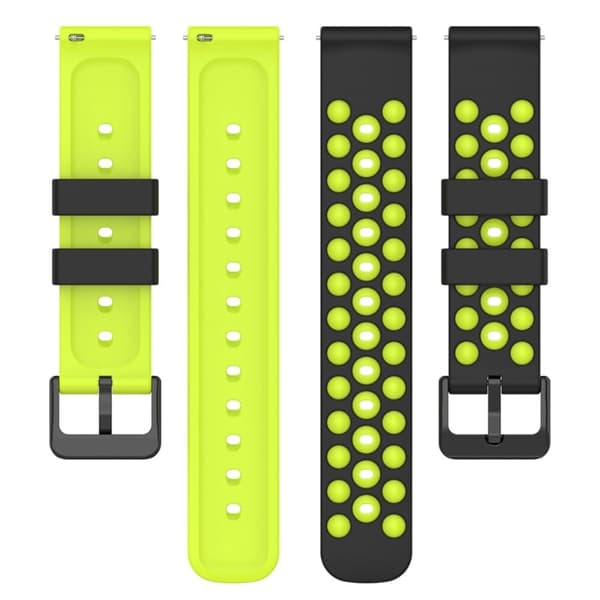 22mm universaali silikoninen kellohihna - Musta / Vihreä Green