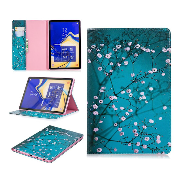 Samsung Galaxy Tab S4 beskyttelsesetui i kunstlæder med mønster - Træ med blomster Multicolor