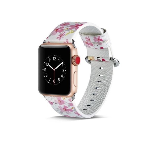 Apple Watch Series 4 40mm utbytbart klock armband av mönstrat äkta läder - Modell D multifärg