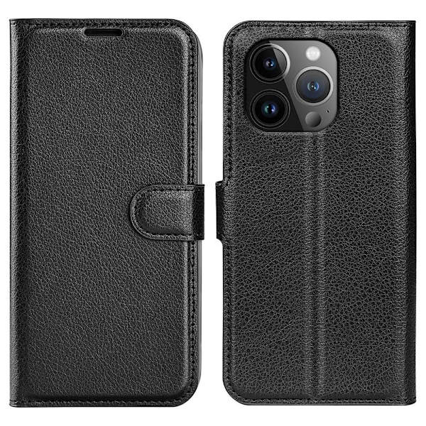 Klassisk iPhone 15 Pro Max flip etui - Sort Black