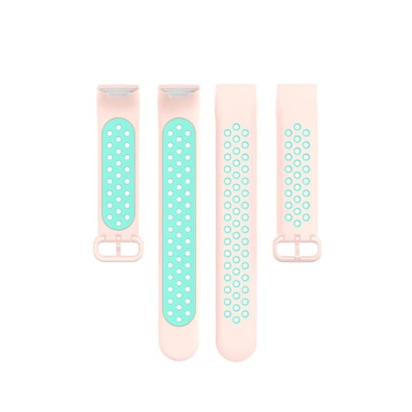 Fitbit Charge 3 / 4 tvåfärgad silikon klockarmband - Light rosa / grön Rosa