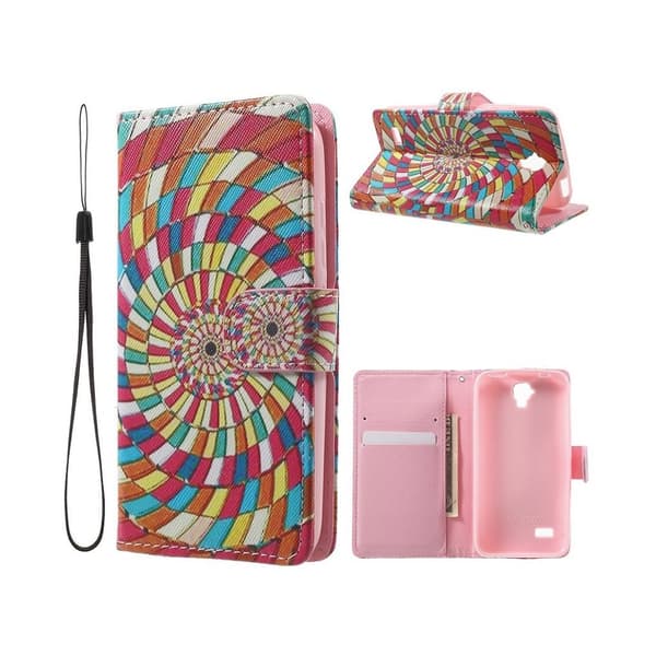 Scherfig flippetui av lær for Huawei Y5 - Farget spiral Multicolor