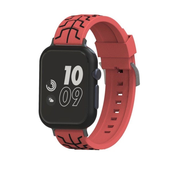 Apple Watch Series 4 44mm fish bone silikone Urrem - Rød / Sort Red