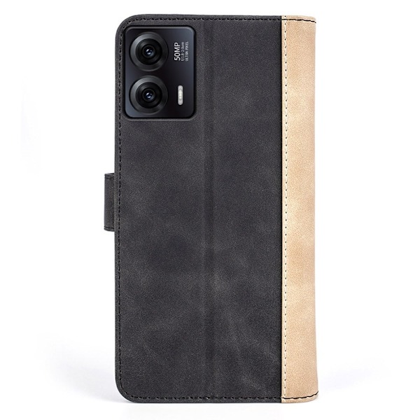 Tvåfärgat Motorola Moto G73 fodral i läder - Svart Svart
