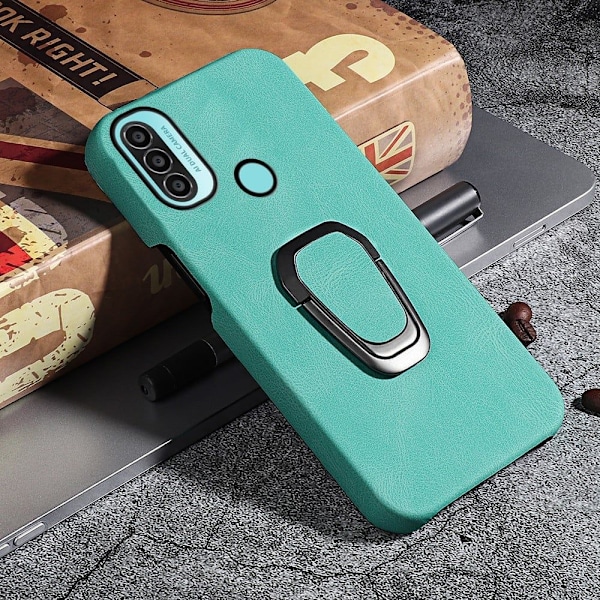 Iskunkestävä nahkainen suojus soikealla potkukannattimella Motorola Moto E30 / E20 / E40 - Vaaleanvihreä Green