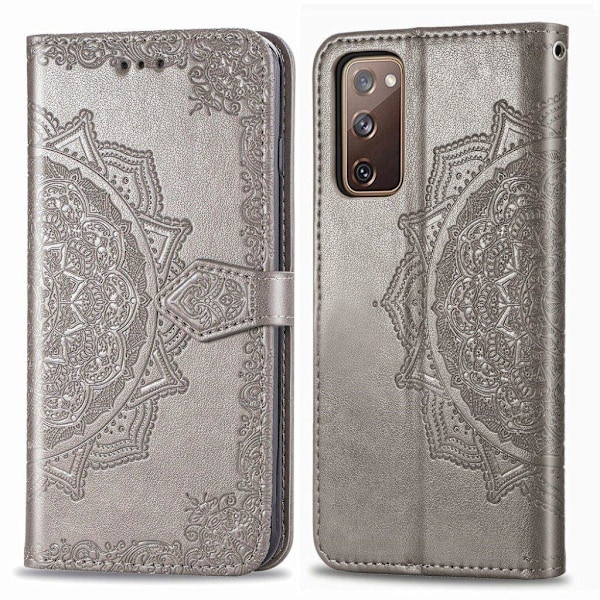 mandala Samsung Galaxy S20 FE 5G / S20 FE flip fodral - grå Silvergrå