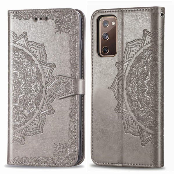 Mandala Samsung Galaxy S20 FE 5G / S20 Fe Flippetui - Grå Silver grey