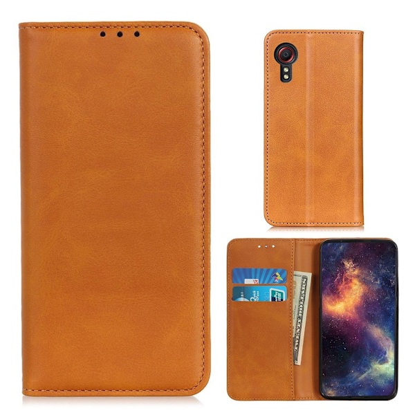 Wallet-style ægte Læder Flipcase til Samsung Galaxy Xcover 5 - Brun Brown