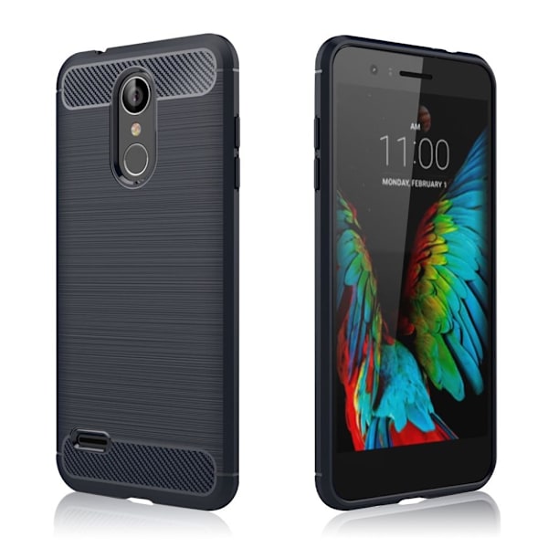 LG K8 (2018) mobilskal silikon borstad kolfiber textur - Mörkblå Blå