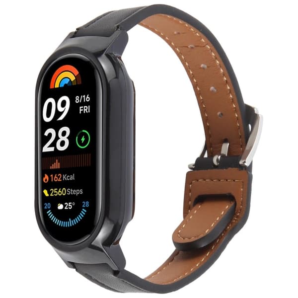 Xiaomi Smart Band 8 Bumpresistent Watch Case Integrated Ultra Fiber Leather Quick Release Watch Strap - Sort Black