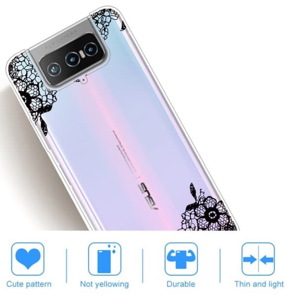 Deco Asus Zenfone 7 Pro kotelot - Pitsi Kukka Black