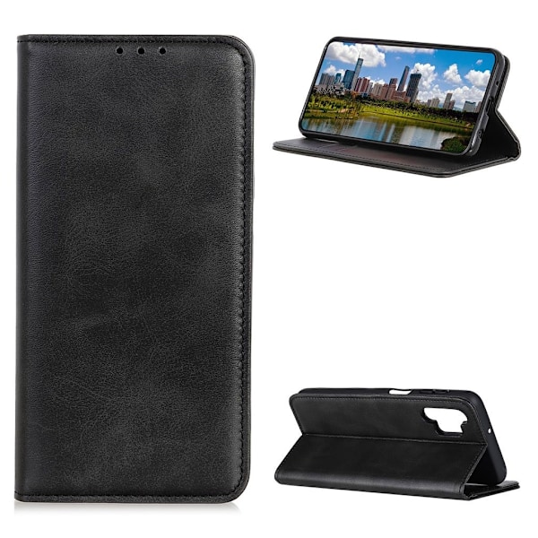 Wallet-style ægte Læder Flipcase til Samsung Galaxy A32 - Sort Black