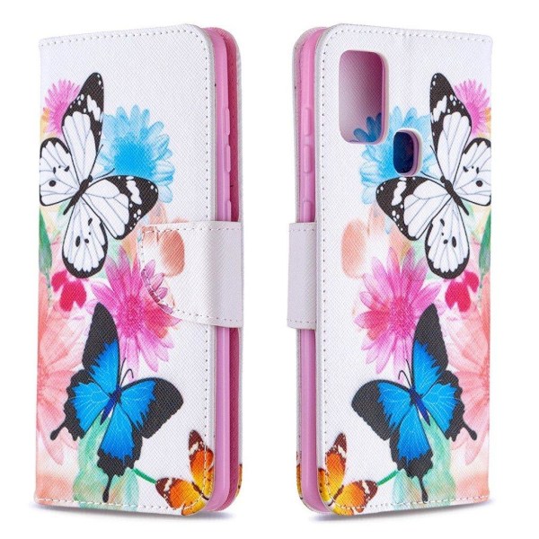 Wonderland Samsung Galaxy A21s Flip Etui - Livlige Sommerfugle Multicolor