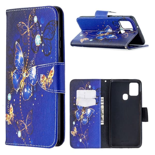 Wonderland Samsung Galaxy A21s Flip Etui - Sommerfugle Mønster Multicolor
