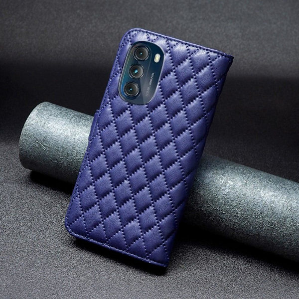Matt Motorola Moto G (2023) fodral med rombmönster - Blå Blå