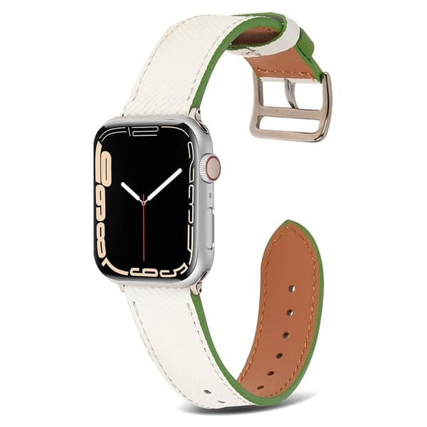 Apple Watch (45 mm) klockarmband i äkta läder med textur - Vit Vit