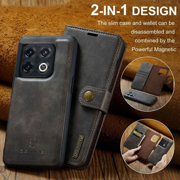 DG.Ming OnePlus 10 Pro 2-in-1 Lompakko Suojakotelo - Harmaa Silver grey