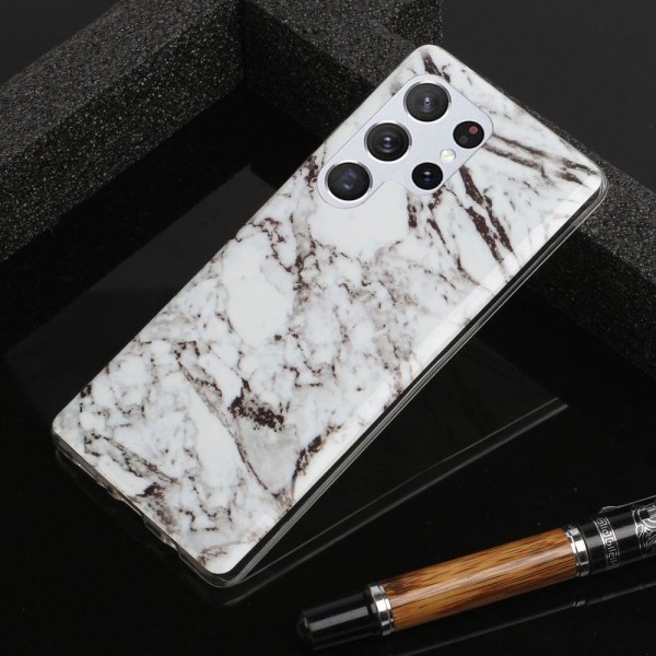 Marble Samsung Galaxy S22 Ultra Etui - Hvid Multicolor