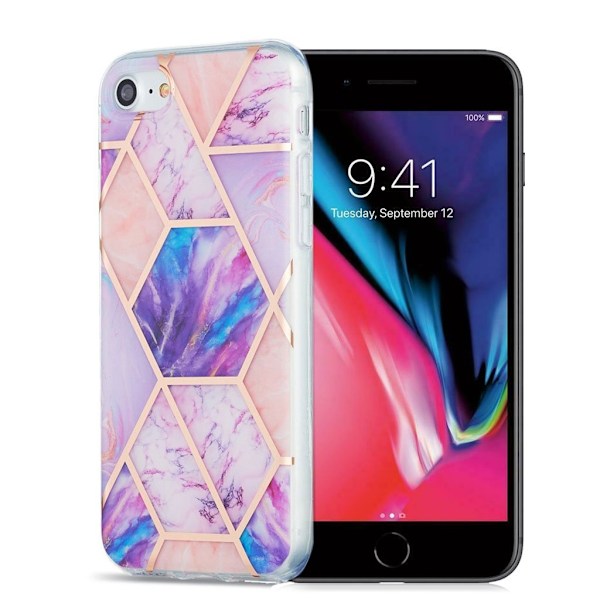 Marmormotiv iPhone 7 / iPhone 8 / iPhone SE 2020 skal - Lila / Rosa / Vit Lila