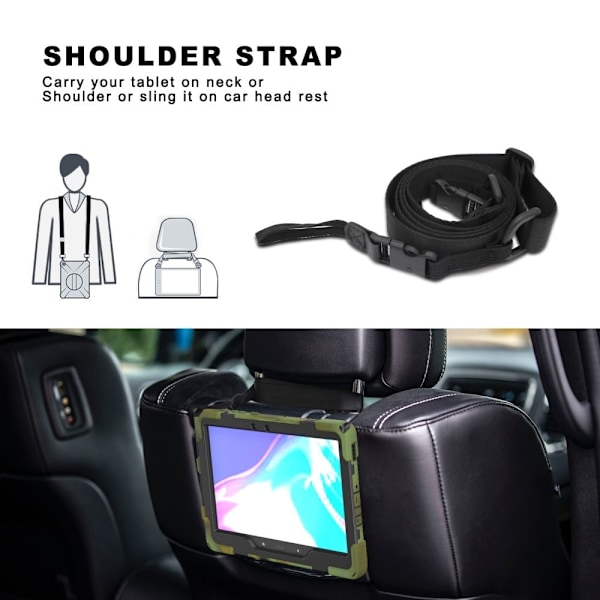 Samsung Galaxy Tab Active Pro / Active4 Pro X-formet silikoneovertræk med strop - Camouflage Green