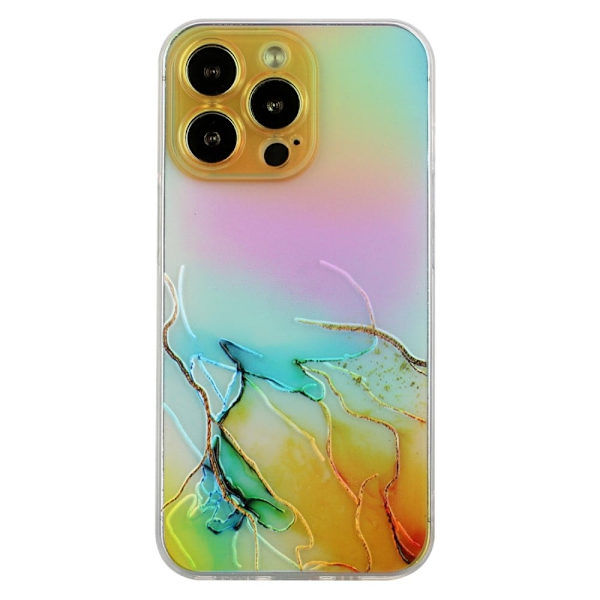 Marble iPhone 15 Pro Max Etui - Gul Multicolor