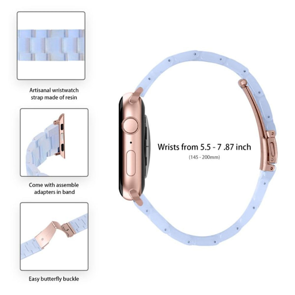 Apple Watch SE 2022 (44mm) 3 helmen hartsityylinen kelloranneke kirkkaalla suojuksella - Vauvasininen Blue