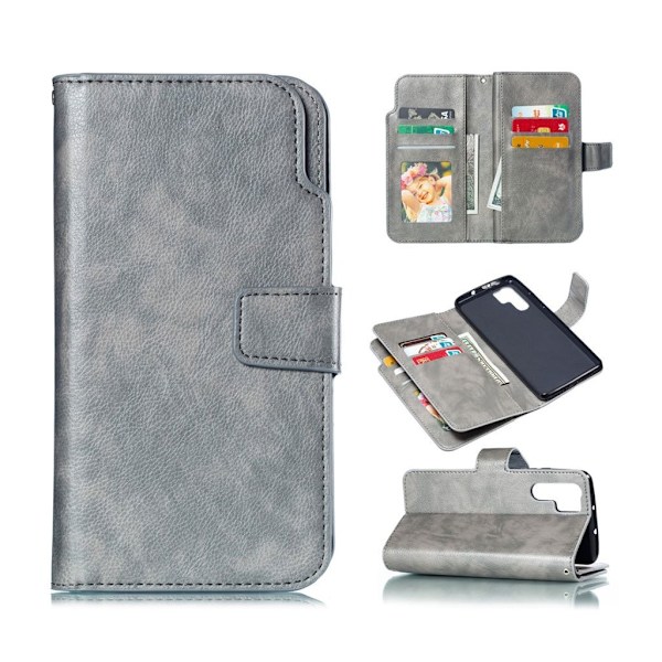 Crazy Horse Huawei P30 Pro læder flip etui - Grå Silver grey