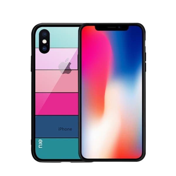 NXE iPhone Xs Max mobilskal tempererat glas silikon transparent – Stil B multifärg