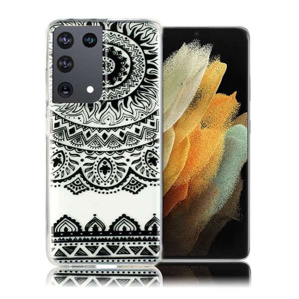 Deco Samsung Galaxy S21 Ultra Etui - sort mandala blomst Black