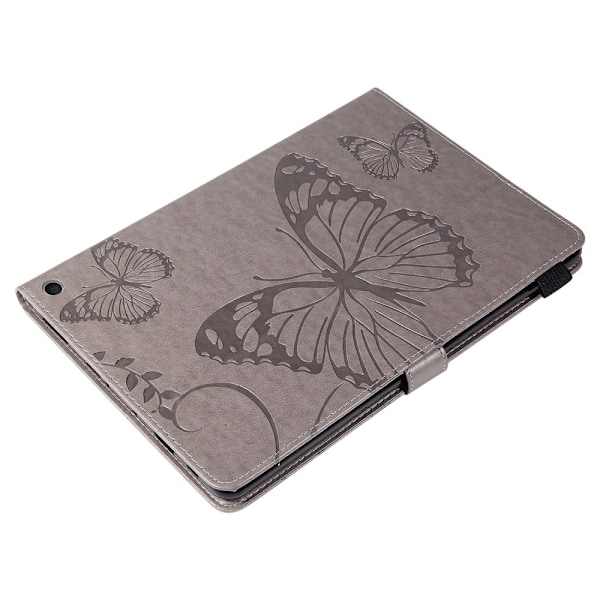 Amazon Fire HD (2021) perhonen kuvio nahkakotelo - Harmaa Silver grey