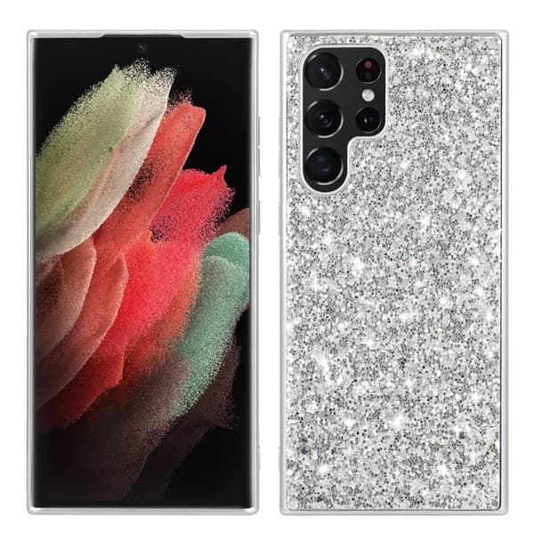 Glitter Samsung Galaxy S24 Ultra deksel - Sølv Silver grey