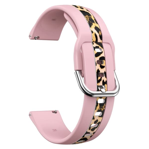 20 mm universal urrem i silikone uden mønster - Lyserødt Leopardprint Pink
