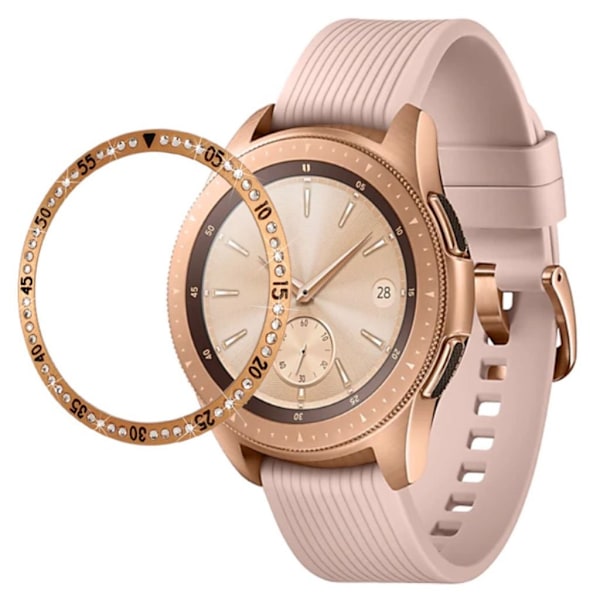 Samsung Galaxy Watch (46mm) Rhinsten rustfrit stål bezel - Rødguld Pink